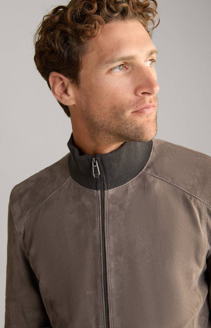 Joop Veloursleder-Blouson Toros in Grau Tiefpreis