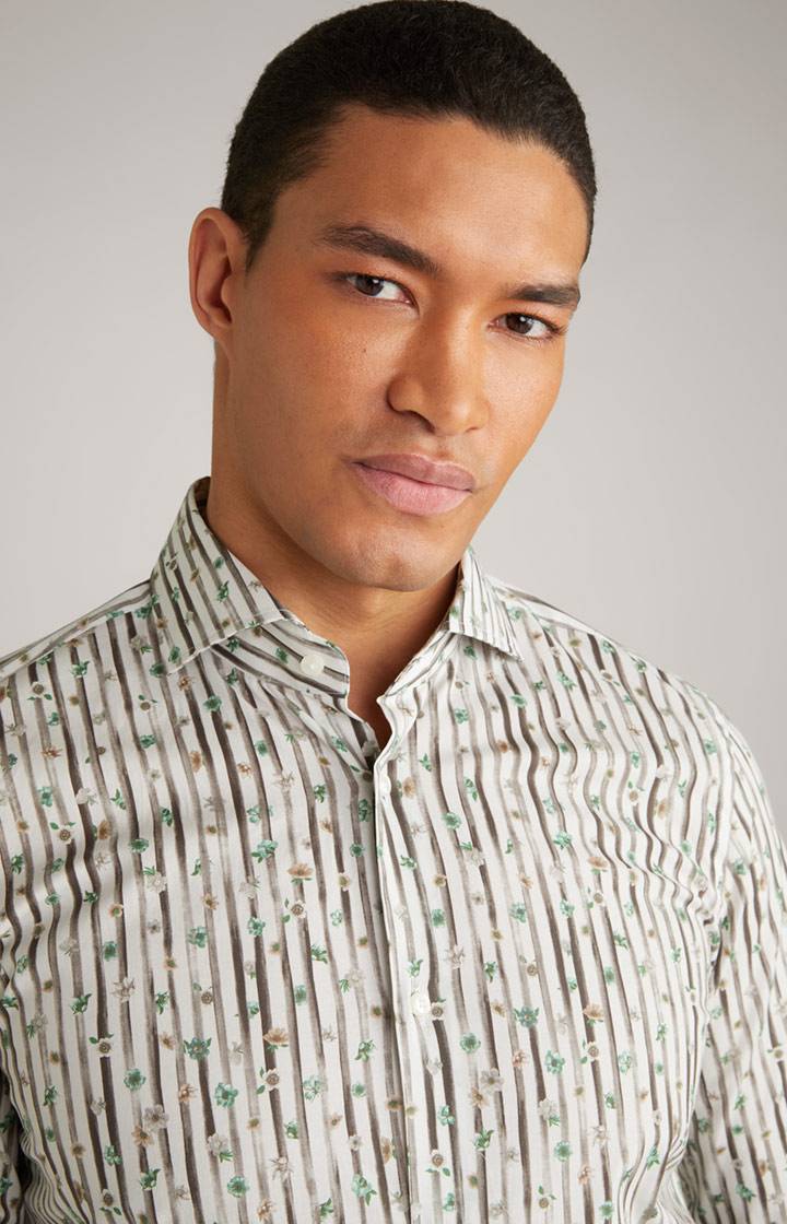 Joop Hemd Pai in Offwhite/Hellgrün/Braun gemustert Kostenloser Versand