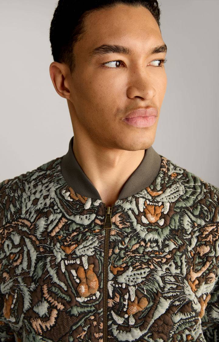 Joop Collegejacke Danger in Grün/Braun gemustert Weihnachtsangebot