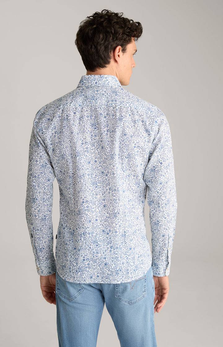 Joop Leinenmix-Hemd Hanson in Blau/Weiß gemustert Bis zu 50% Rabatt