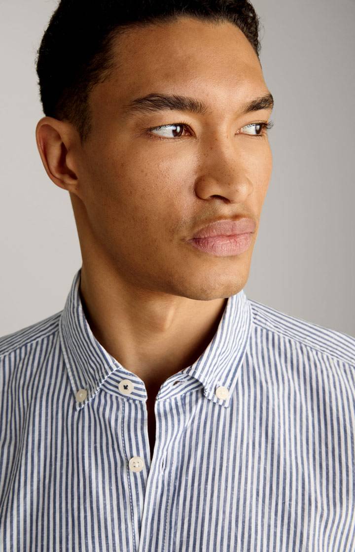 Joop Leinenmix-Hemd Hawes in Blau/Weiß gestreift Discount Store für neue Produkte