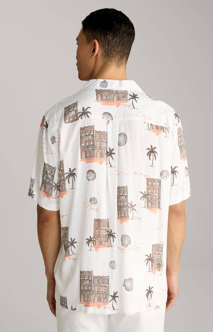 Joop Viskose-Hemd Kawai in Offwhite/Braun/Rot gemustert Nur noch ein Tag übrig