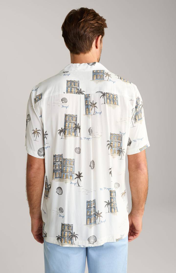 Joop Viskose-Hemd Kawai in Offwhite/Blau/Gelb gemustert Im Verkauf