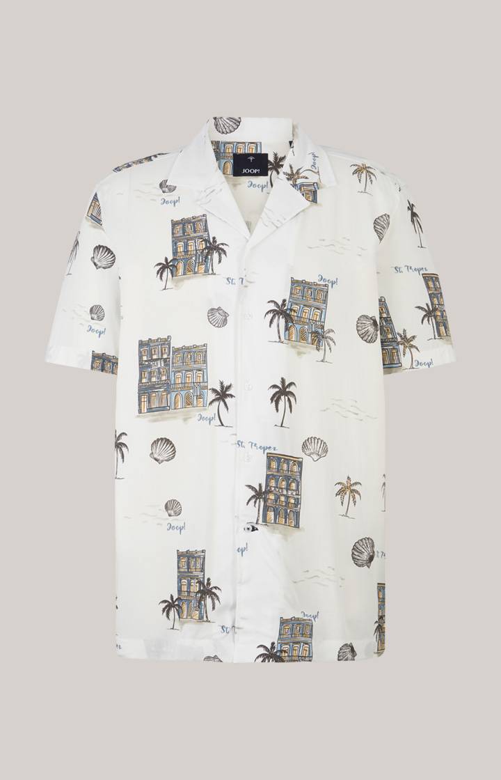 Joop Viskose-Hemd Kawai in Offwhite/Blau/Gelb gemustert Im Verkauf