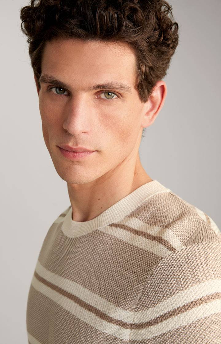 Joop Strick-Shirt Vico in Beige/Offwhite gestreift Blitzverkäufe