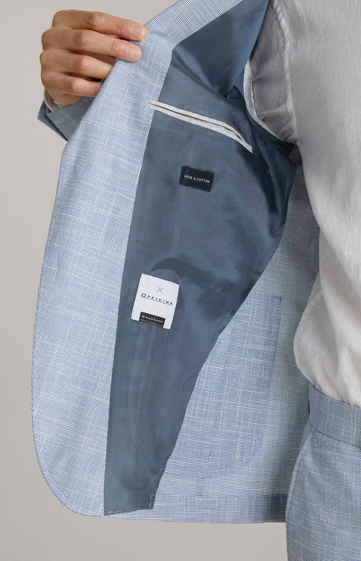 Joop Leinenmix-Sakko Hoverest in Blau/Weiß gemustert Blitzangebot