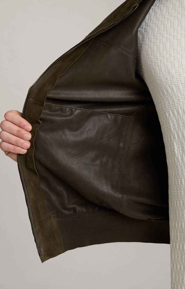 Joop Ziegenvelours-Lederjacke Pios in Oliv Letzte 3 Tage