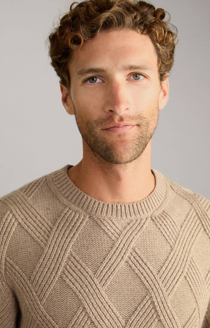Joop Cashmere-Mix-Pullover Diamondo in Hellbraun Nur noch ein Tag übrig
