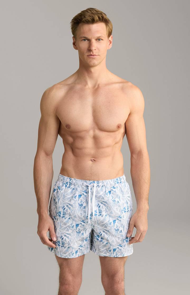Joop Badeshorts Nissi Beach in Weiß/Blau gemustert Jubiläumsangebot