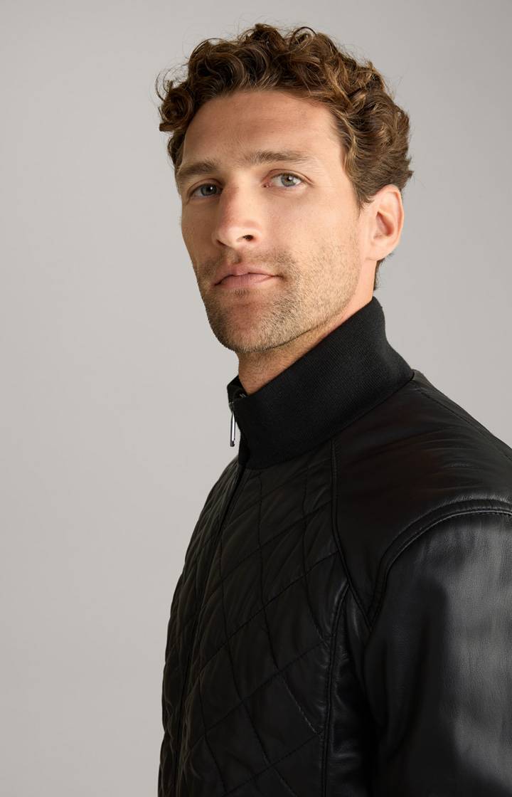 Joop Leder-Blouson Tobos in Schwarz Günstiger Verkauf