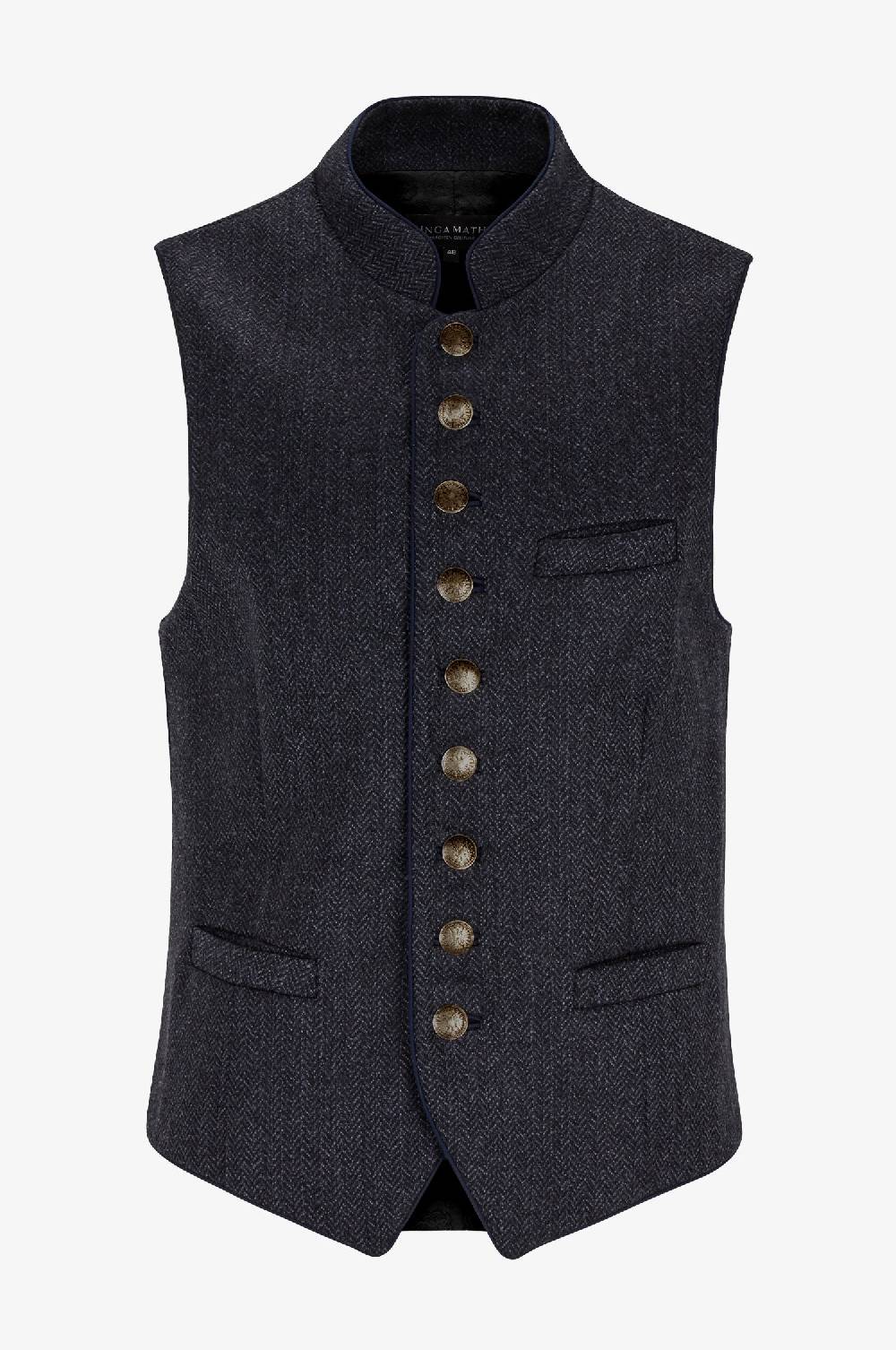 Kinga Mathe Gilet Nick aus Schurwolle in Anthrazit mit Paspel in Blau Tägliche Deals