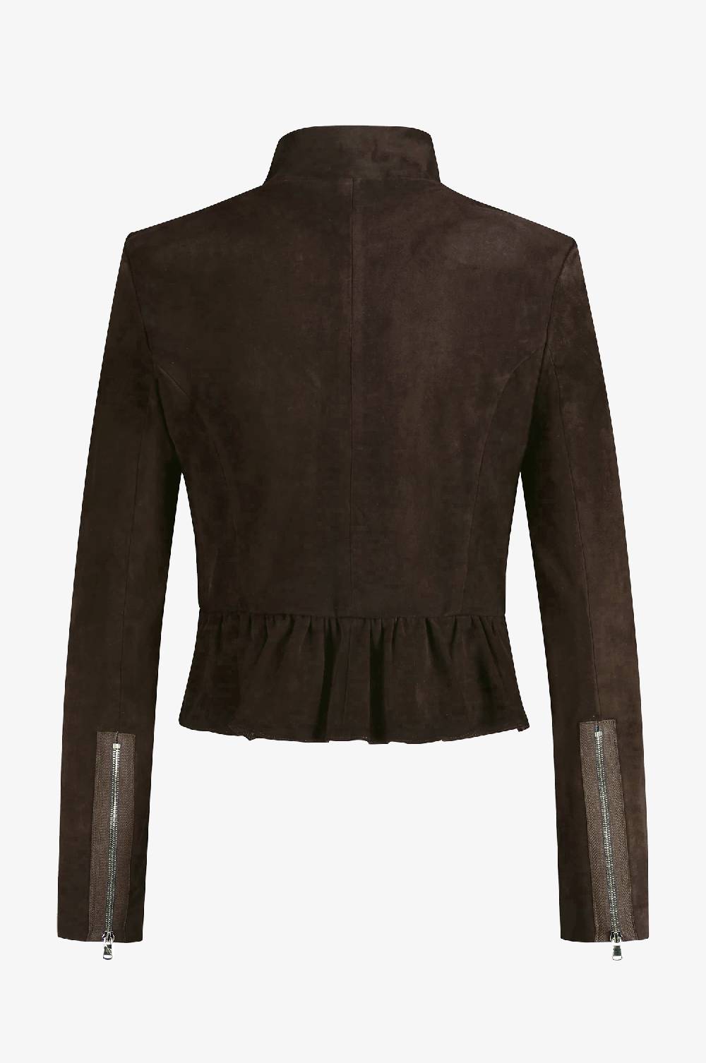Kinga Mathe Lederjacke Sybille mit Schößchen in Flint Sonderangebot der Fabrik