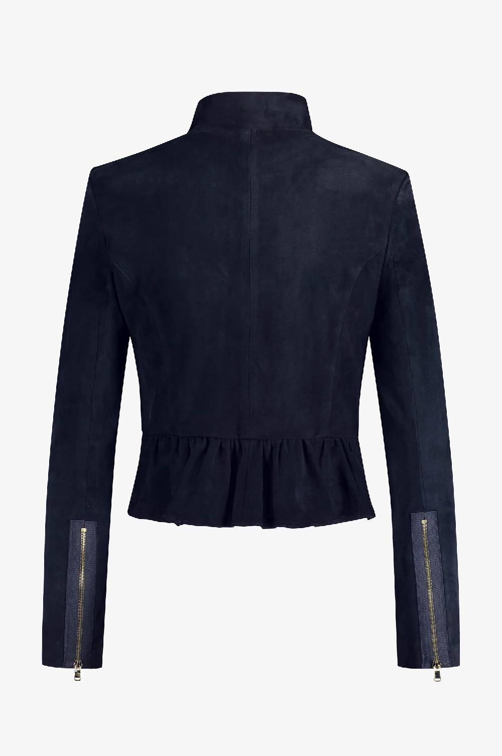 Kinga Mathe Lederjacke Sybille mit Schößchen in Marine Bis zu 55% Rabatt