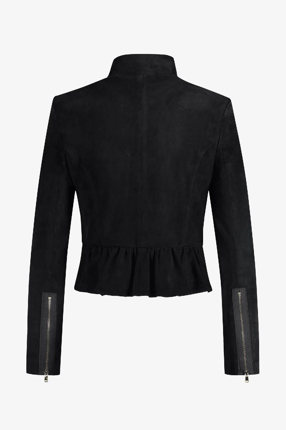 Kinga Mathe Lederjacke Sybille mit Schößchen in Schwarz Clearance-Verkauf