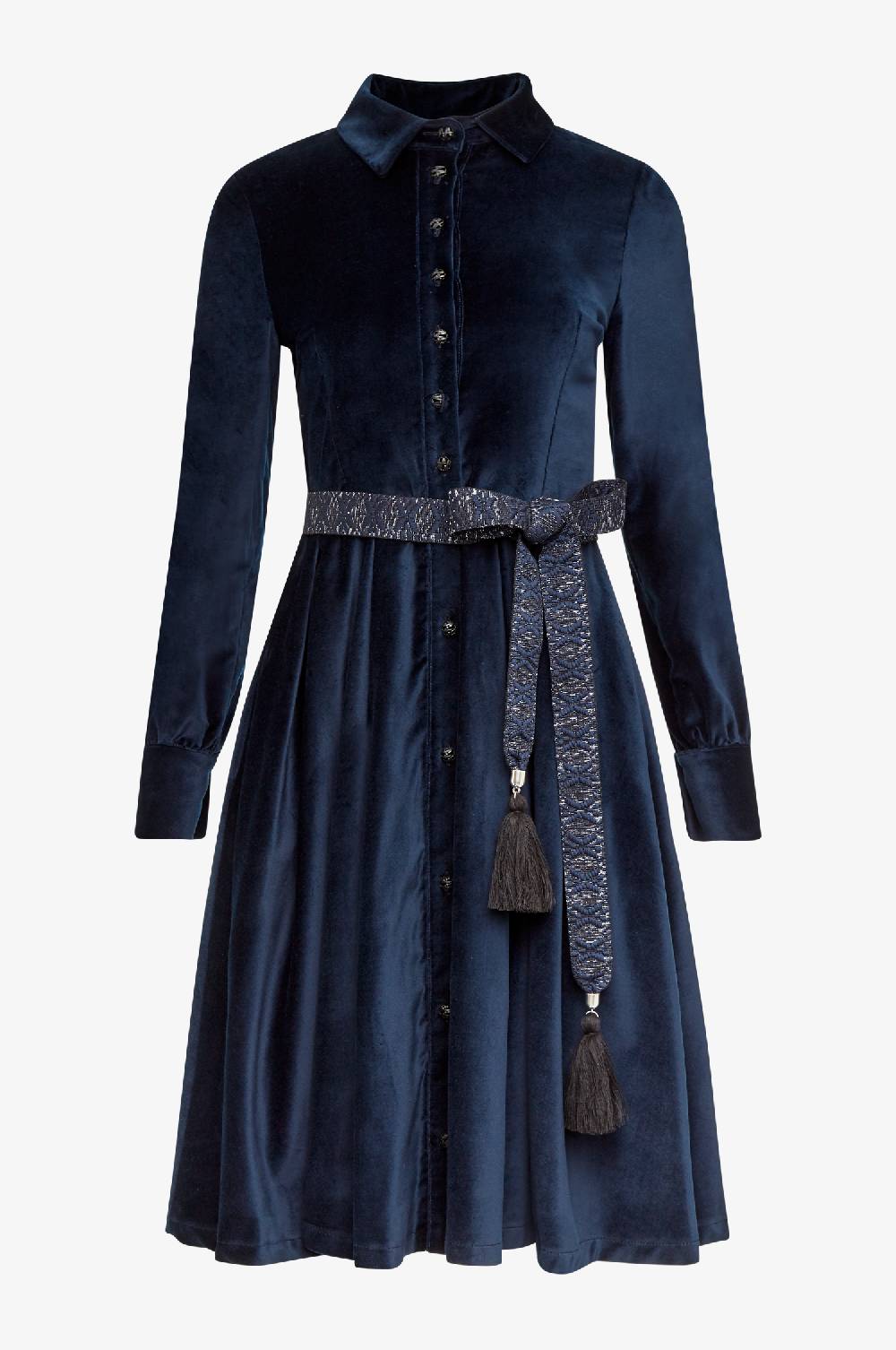 Kinga Mathe Samtkleid Dia in Nachtblau Heißer Verkauf
