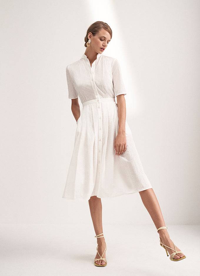 Kinga Mathe Baumwoll-Kleid Inas in Ivory Fabrikladen