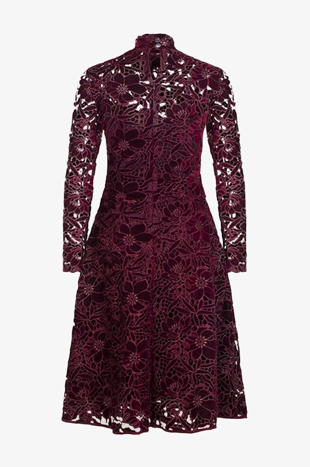 Kinga Mathe Samt Kleid Evelyn in Bordeaux Top Angebot