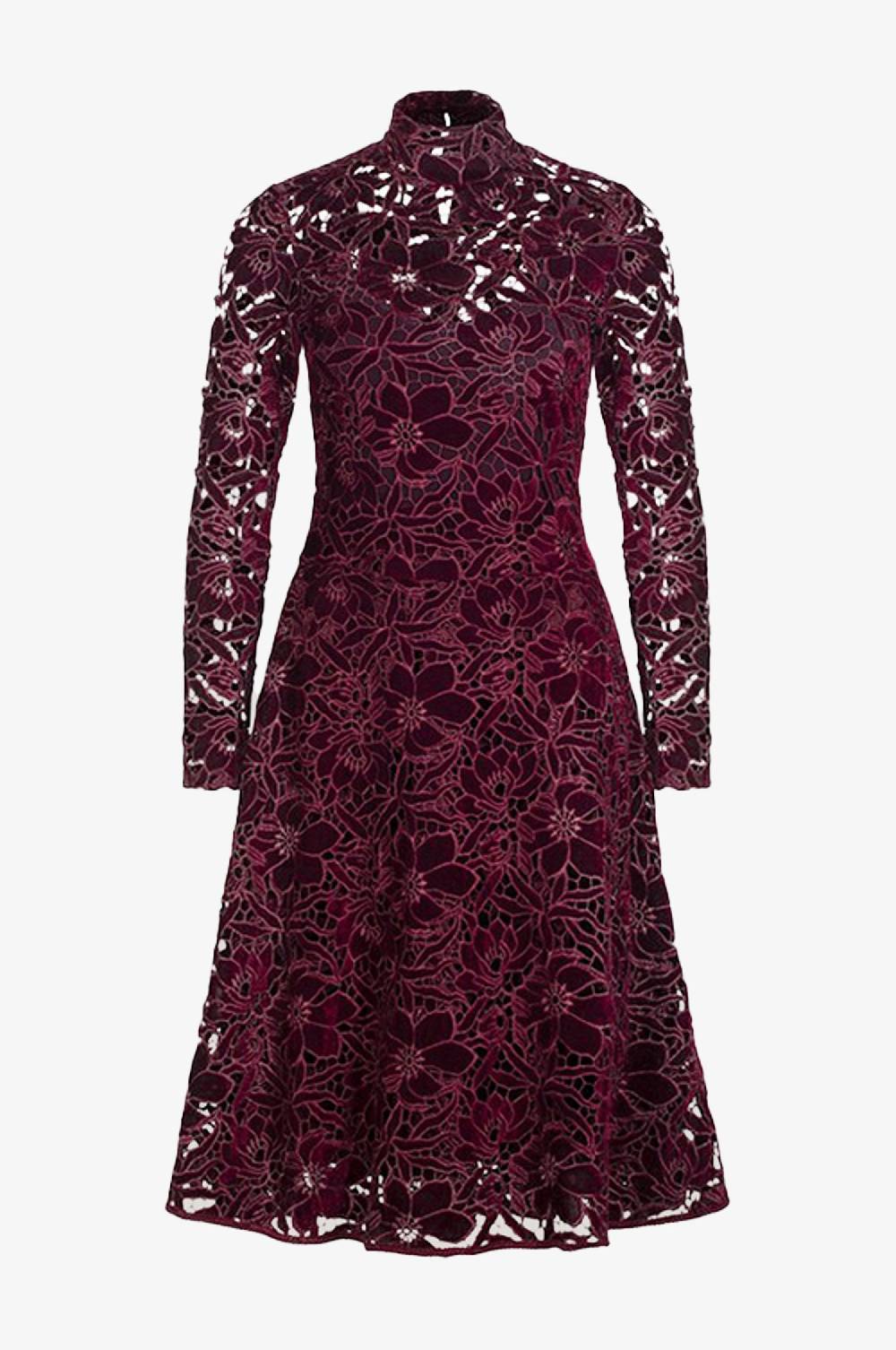 Kinga Mathe Samt Kleid Evelyn in Bordeaux Top Angebot