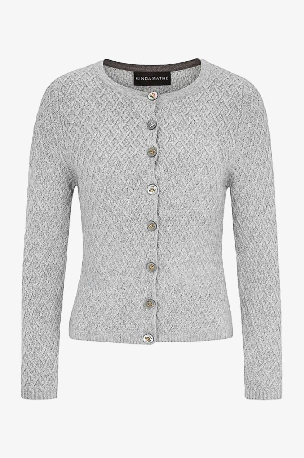 Kinga Mathe Cashmere Strickjacke Flora in Grau Räumungsverkauf