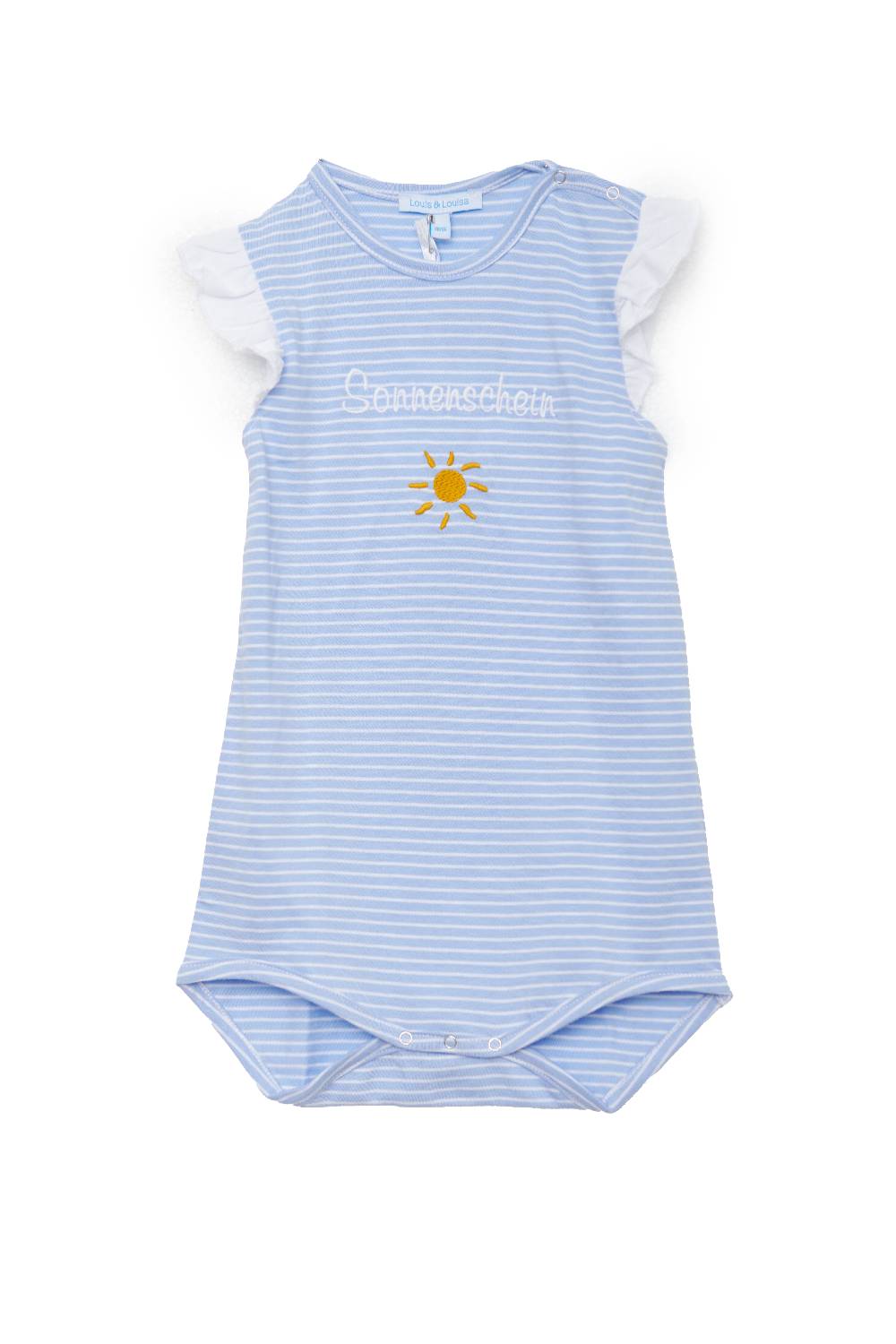 Louis & Louisa Body Baby mit Rüsche "Sonnenschein", blau gestreift Cyber Monday