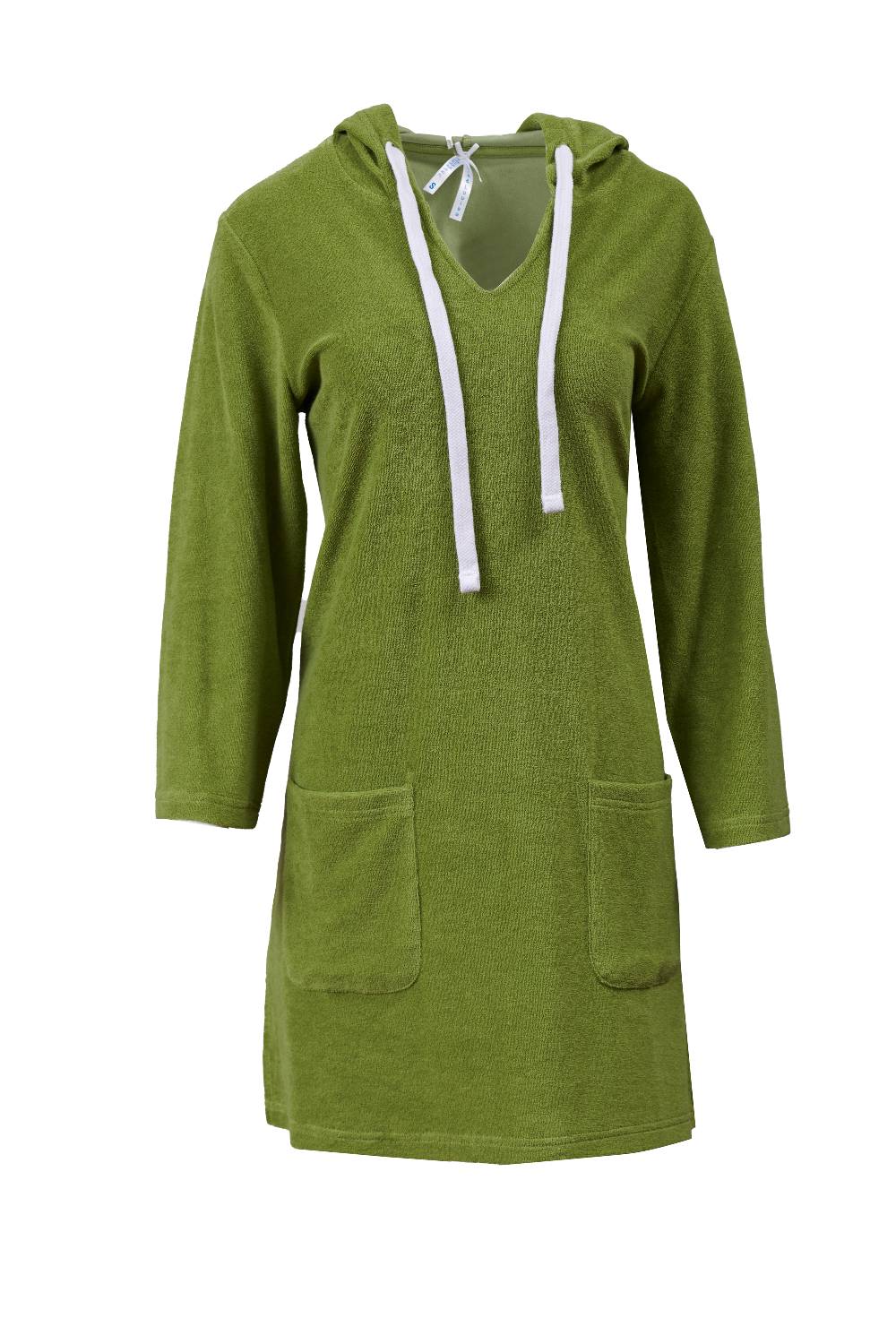 Louis & Louisa Badekleid Frottee Damen, avocado mit Kapuze Letzte 3 Tage