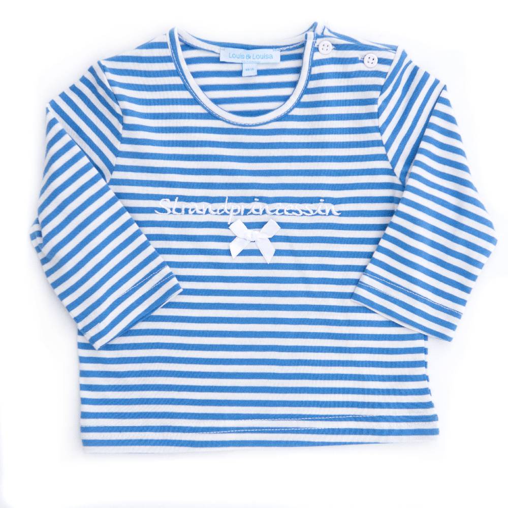 Louis & Louisa Shirt Baby "Strandprinzessin", blau gestreift Zeitlich begrenztes Angebot