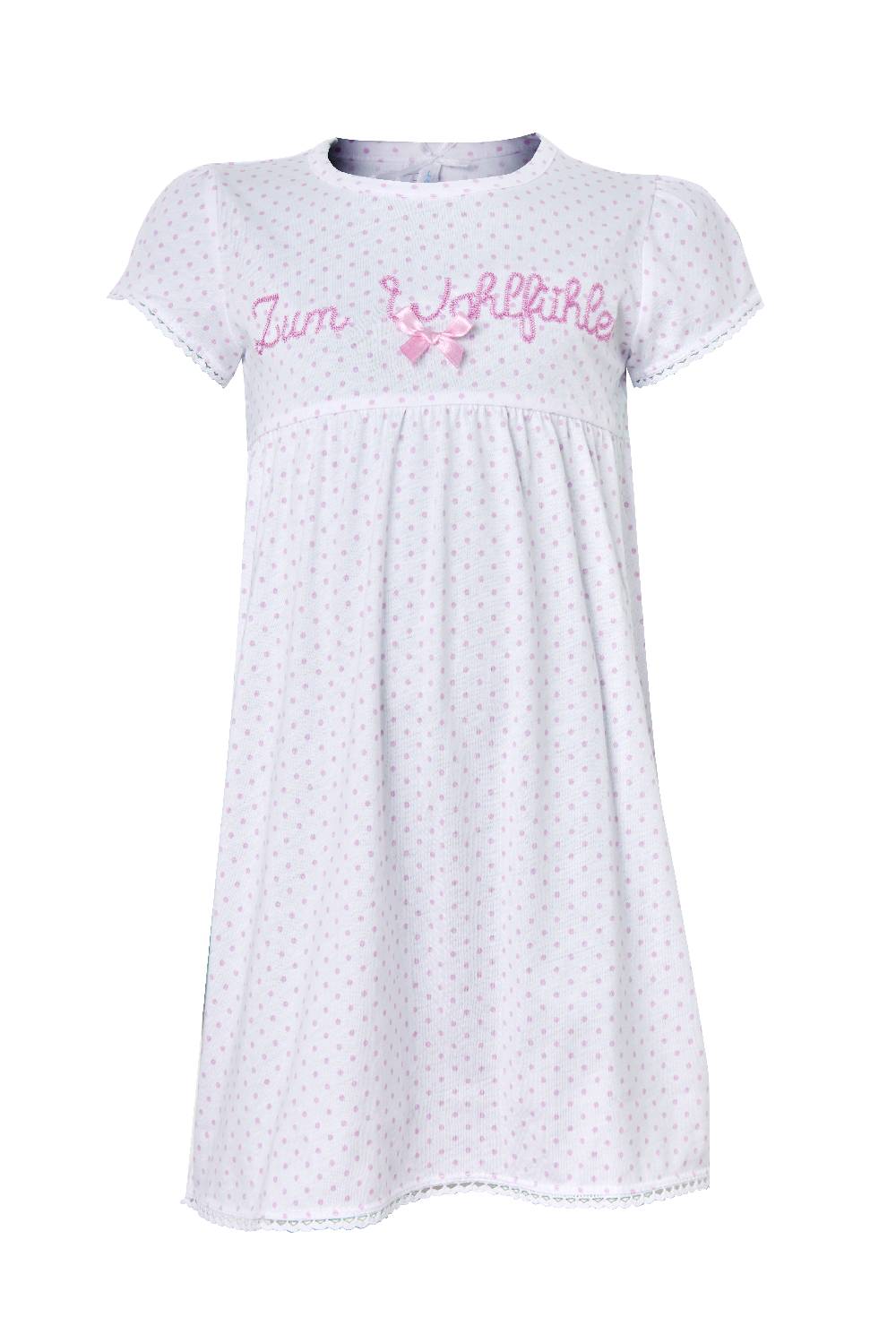 Louis & Louisa Nachthemd Kinder Babydoll "Zum Wohlfühlen", weiß allover Kostenloser Versand international