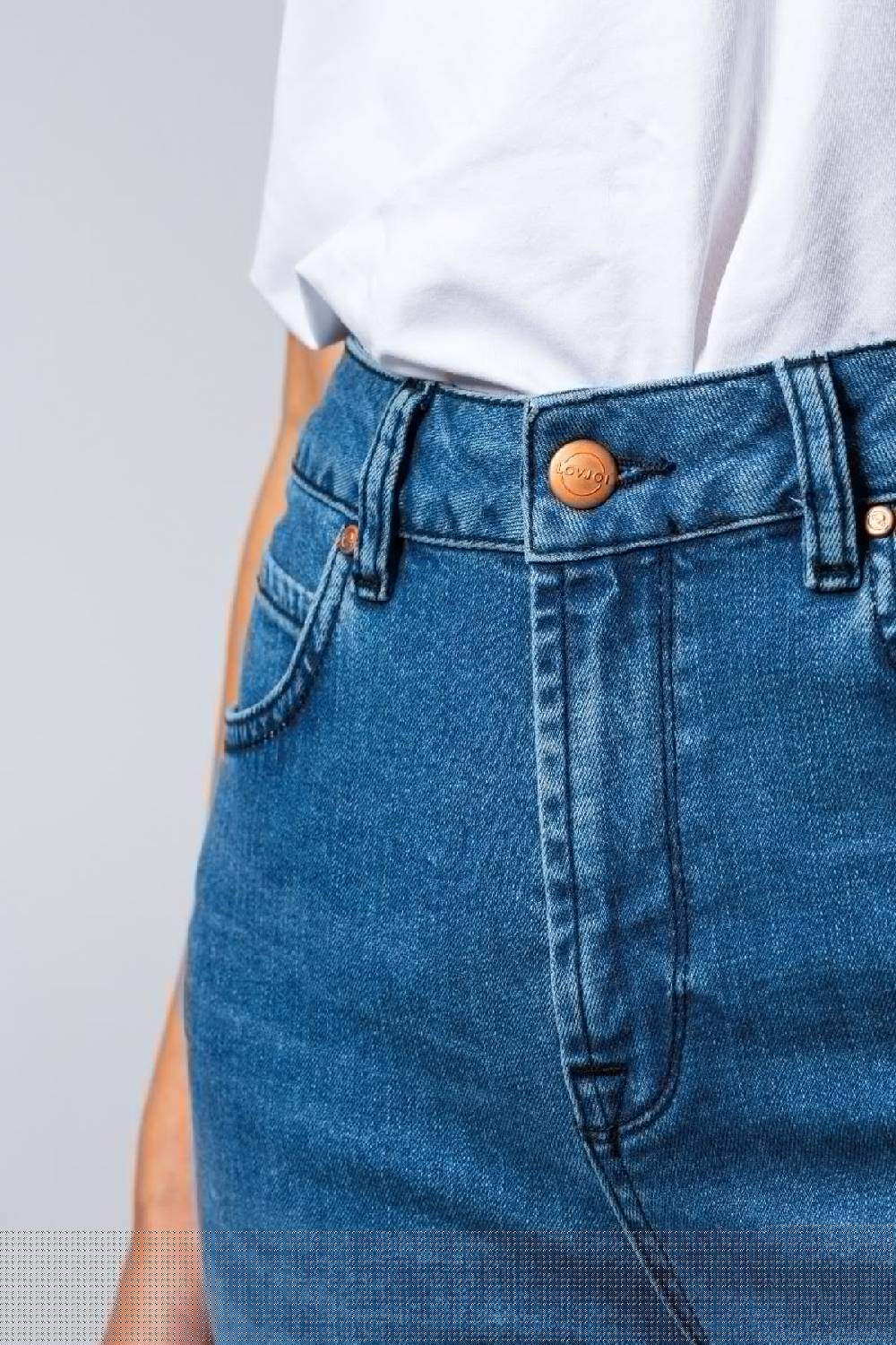 Lovjoi Mom Jeans CARPINE Blue Denim Online Shopping