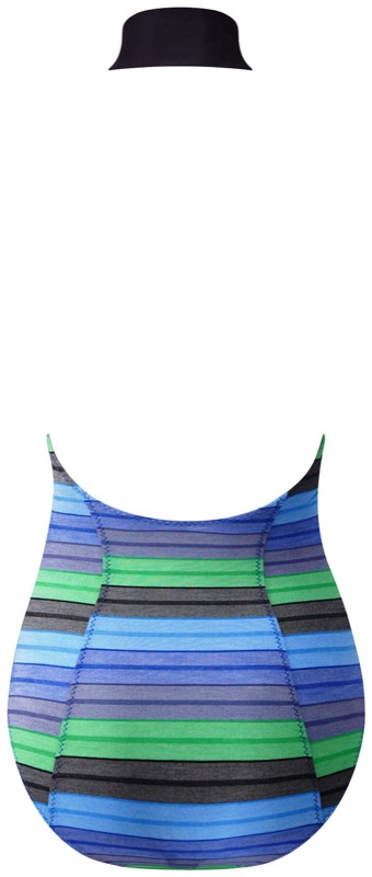 SALE Lisa Marie Streifen Badeanzug Navy Green Schlussverkauf