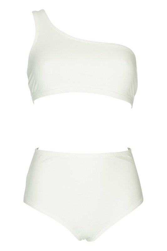 NEUHEITEN Basic Asymmetrischer Bikini weiß Großer Ausverkauf
