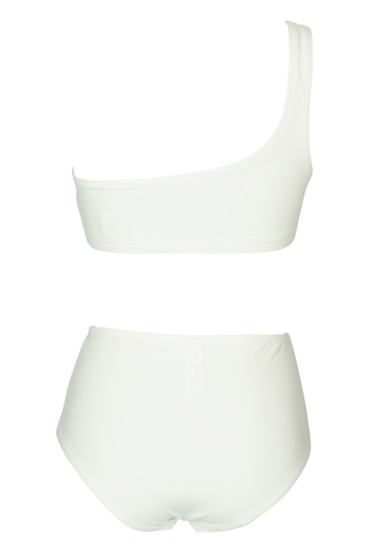 NEUHEITEN Basic Asymmetrischer Bikini weiß Großer Ausverkauf