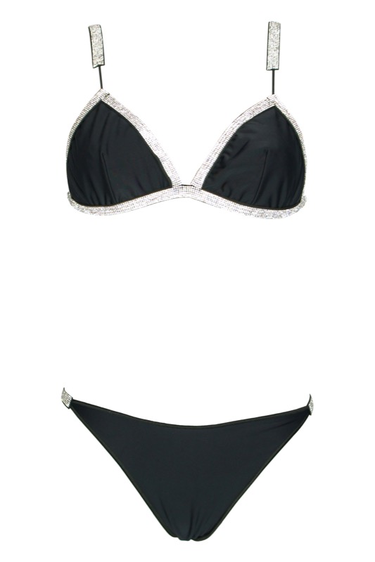 NEUHEITEN Gem Triangel Bikini schwarz mit Kristallen Online Shopping