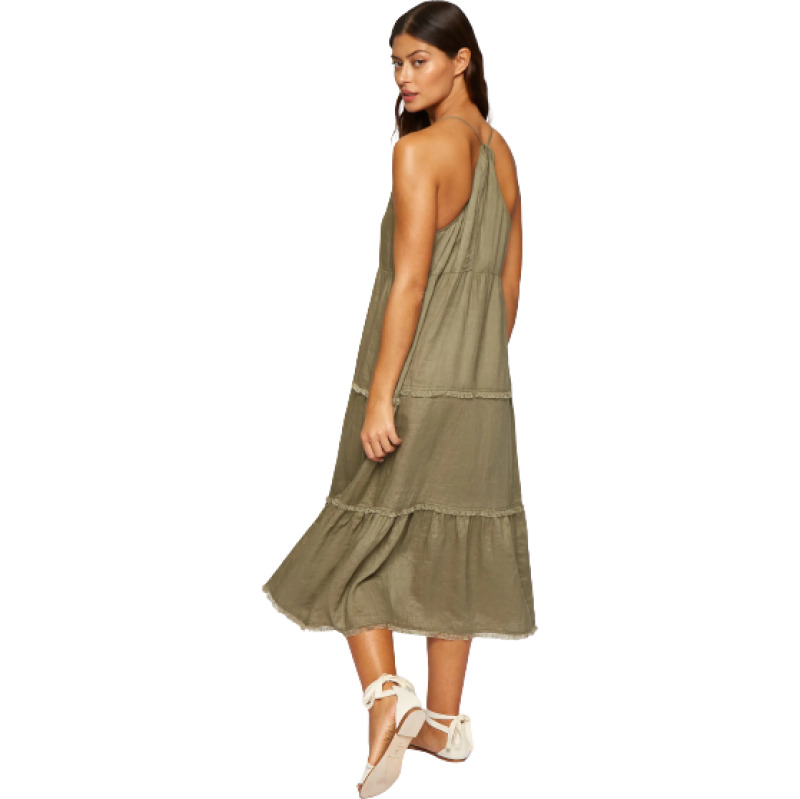 NEUHEITEN Gestuftes Kleid Olive Begrenztes Angebot
