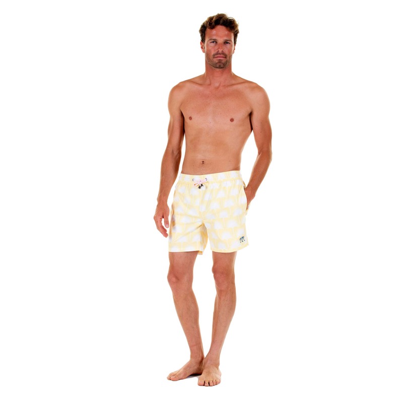 HERREN Badehose Palme in gelb Kostenloser Versand international