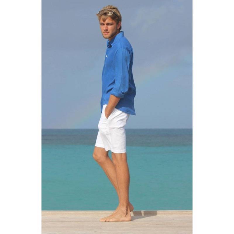 HERREN Leinen Short weiß Schlussverkauf
