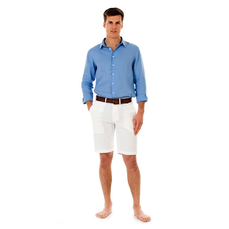 HERREN Leinen Short weiß Schlussverkauf