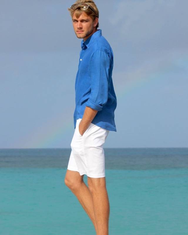 HERREN Leinenhemd in blau Günstiger Verkauf