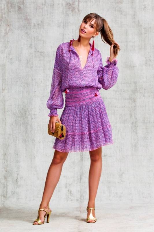 SALE Clara Minikleid in Pink Geo Flower Begrenztes Angebot