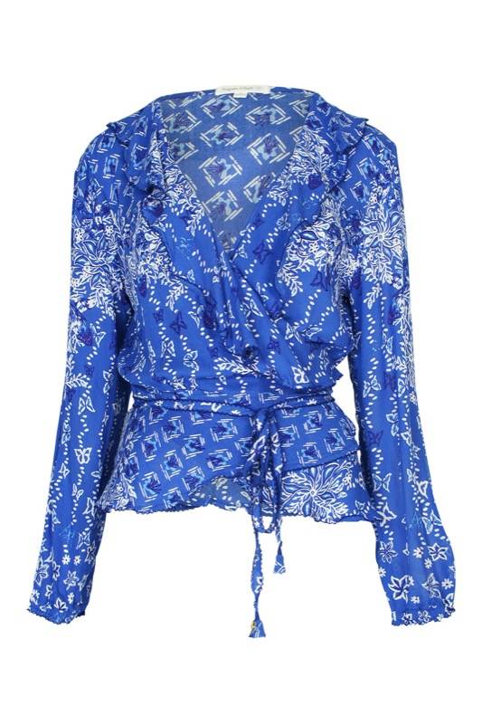 SALE Elise Wickel-Bluse in Blue Butterfly