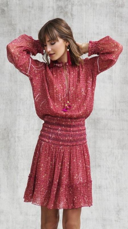 SALE Clara Minikleid in Red Geo Flower Weihnachtsangebot