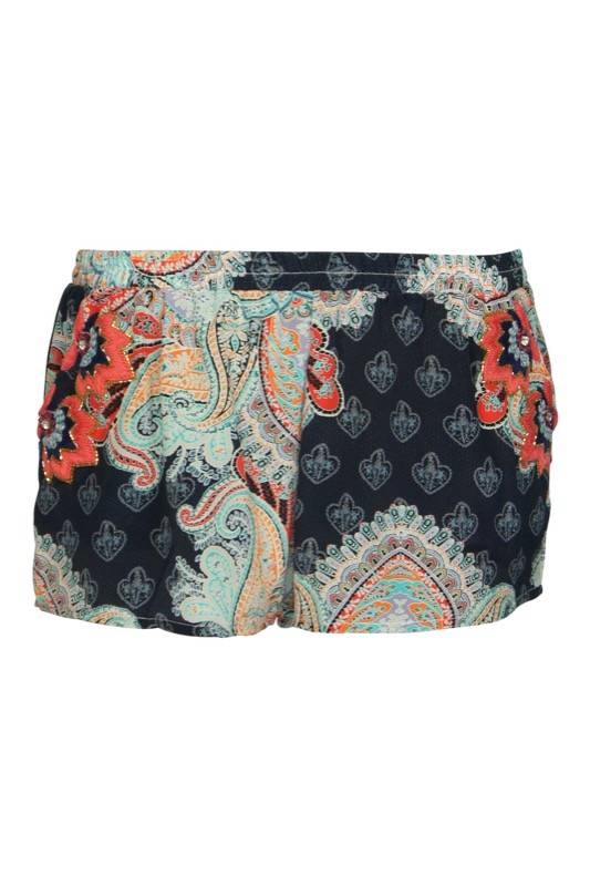 RESORTWEAR Seidenshort im Mustermix mit Stickerei Blitzangebot