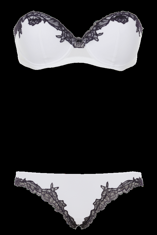 LINGERIE Bangkok gefütterter Bandeau BH in Off-Weiß mit navyfarbener Spitze Kostenloser Versand international