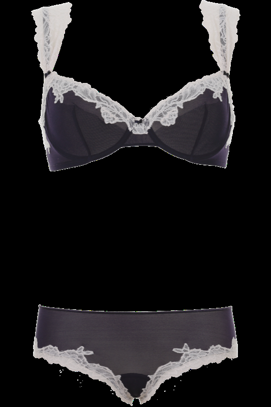 LINGERIE Ungefütterter Bügel-BH in Navy mit puderfarbener Spitze 50% Rabatt für begrenzte Zeit