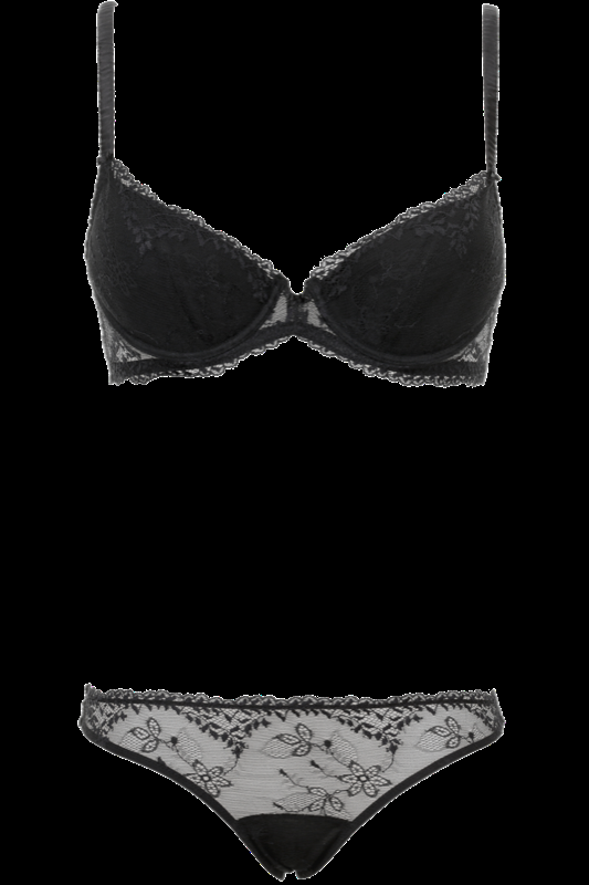 LINGERIE Akita gefütterte drei-viertel Schale aus Spitze in Schwarz Fabrikpreis