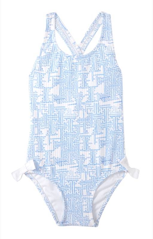 KINDER Girls Montauk Badeanzug Blue/White Nur noch ein Tag übrig