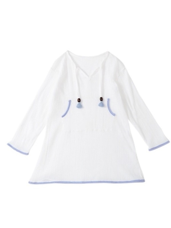 KINDER Girls Bonnie Langarm Pom Pom Kleid Im Verkauf
