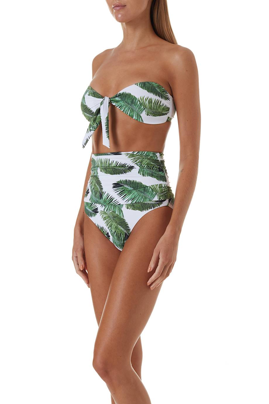 SALE Caribe Padded Bandeau Bikini Palm White Vatertagsangebot