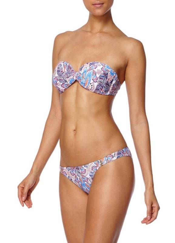 SALE Martinique Padded Bandeau Bikini mit Feder-Print Heißer Verkauf