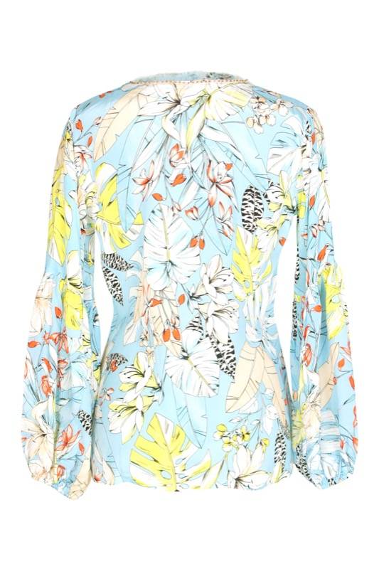 SALE Florale Bluse hellblau Günstiger Verkauf