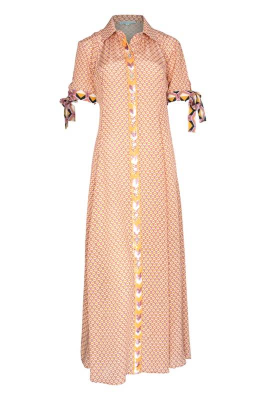 SALE Maxikleid im Geometrischen Print Rosa Blitzverkäufe